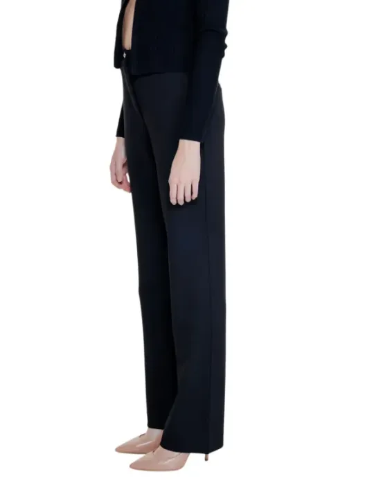 Schwarze Polyesterhose mit hohem Bund