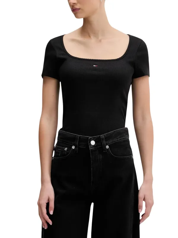 Tommy Hilfiger Jeans Damen T-Shirt Schwarz | online kaufen