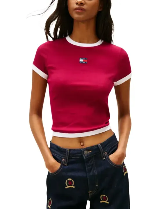 Tommy Hilfiger Jeans Damen T-Shirt Bordeaux | online kaufen