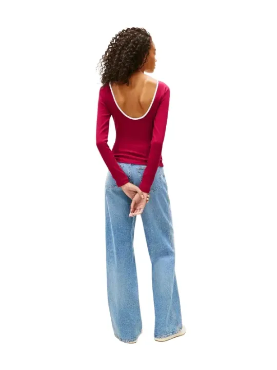 Tommy Hilfiger Jeans Damen Pullover Bordeaux | online kaufen