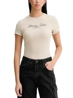 Tommy Hilfiger Jeans Damen T-Shirt Beige | online kaufen