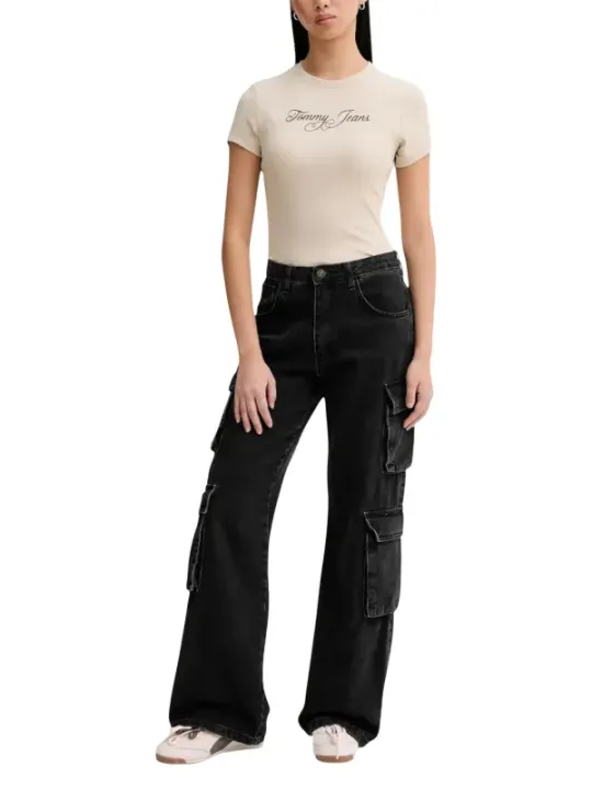 Tommy Hilfiger Jeans Damen T-Shirt Beige | online kaufen