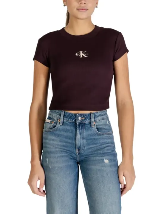 Calvin Klein Damen T-Shirt Braun mieten | Flex-Fashion
