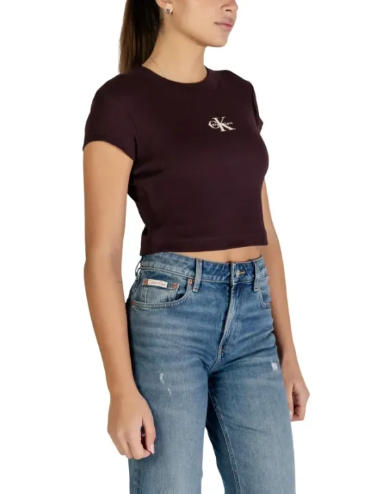 Calvin Klein Damen T-Shirt Braun mieten | Flex-Fashion
