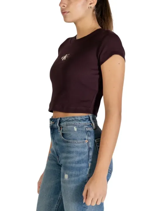 Calvin Klein Damen T-Shirt Braun mieten | Flex-Fashion