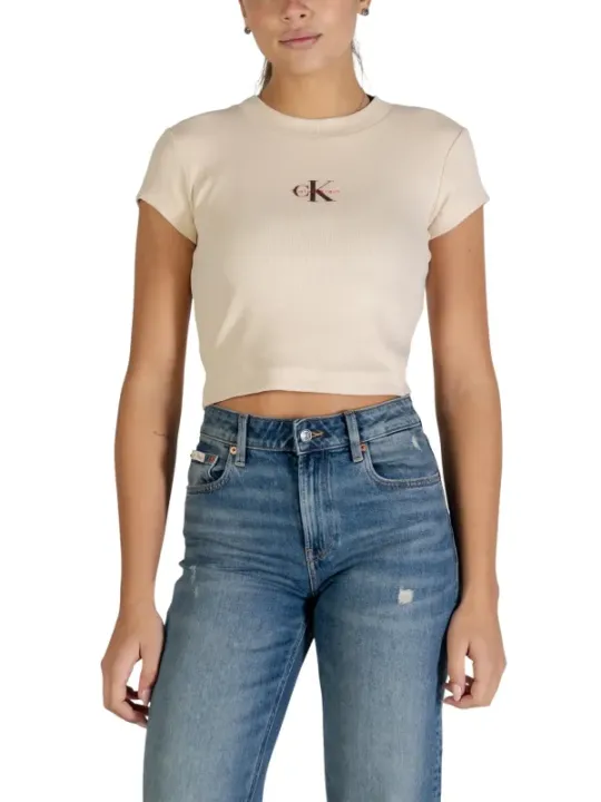 Calvin Klein Jeans Damen T-Shirt Beige | online kaufen
