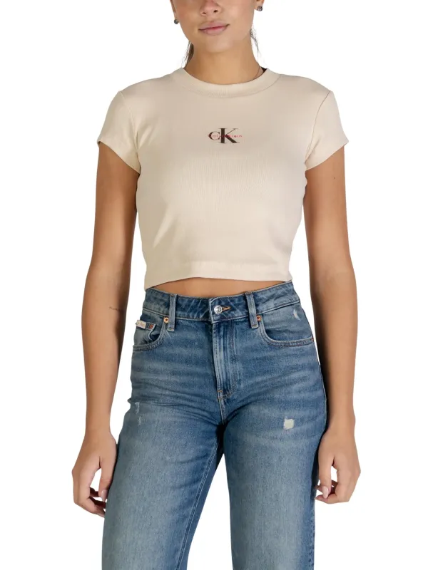 Calvin Klein Jeans Damen T-Shirt Beige | online kaufen