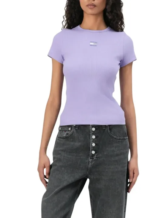 Tommy Hilfiger Jeans Damen T-Shirt Lila | online kaufen