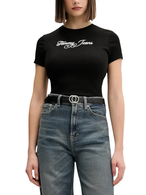 Tommy Hilfiger Jeans Damen T-Shirt Schwarz | online kaufen