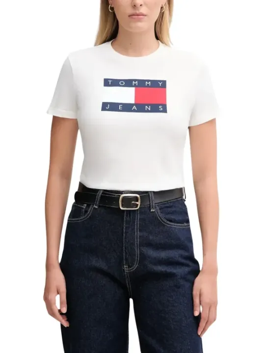 Tommy Hilfiger Jeans Damen T-Shirt Weiß | online kaufen