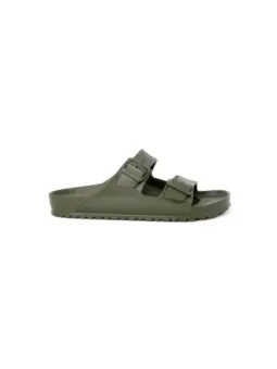 Olivgrüne Birkenstock-Sandalen mit Klettverschluss