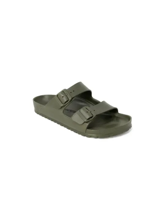 Olivgrüne Birkenstock Riemchensandalen mit Fußbett