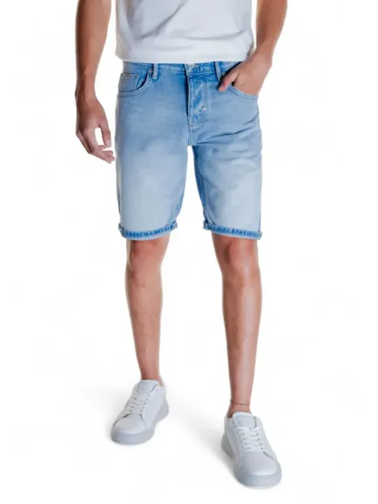 Leichte blaue Denim-Bermudahose für Männer