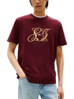 Tommy Hilfiger Herren T-Shirt Bordeaux | online kaufen