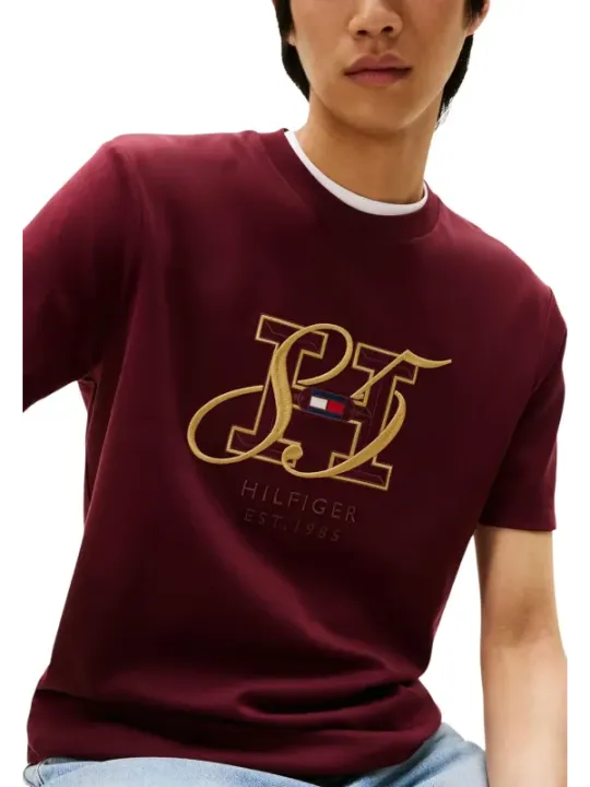 Tommy Hilfiger Herren T-Shirt Bordeaux | online kaufen
