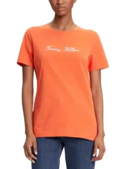 Tommy Hilfiger Damen T-Shirt Orange mieten - Flex-Fashion