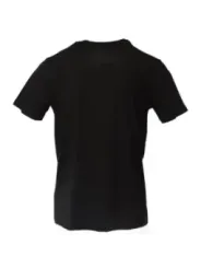 Schwarzes Baumwoll-T-Shirt runder Halsausschnitt