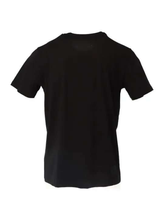 Schwarzes Baumwoll-T-Shirt runder Halsausschnitt