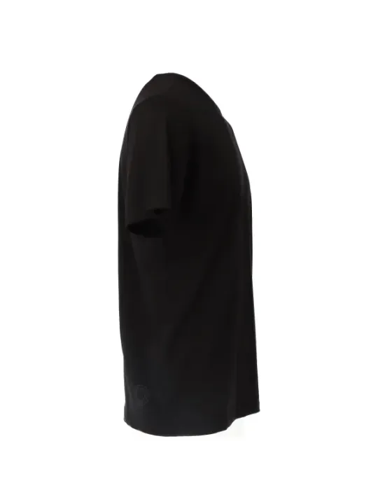 Schwarzes Baumwoll-T-Shirt Rückansicht