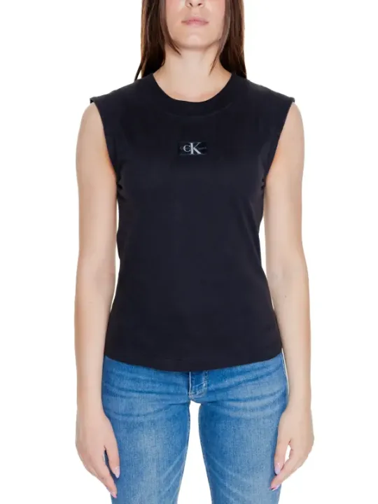 Schwarzes ärmelloses Calvin Klein T-Shirt
