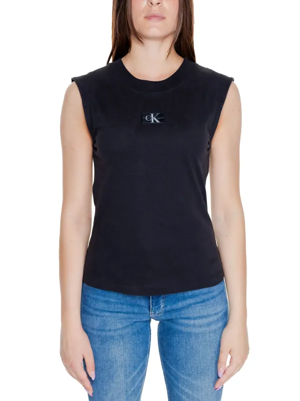 Schwarzes ärmelloses Calvin Klein T-Shirt