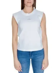 Weißes ärmelloses Tanktop mit Schulterpolstern