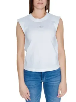 Weißes ärmelloses Tanktop mit Schulterpolstern