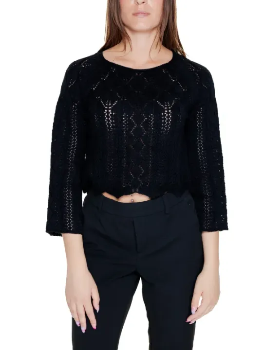 Schwarzer Vero Moda Häkelpullover