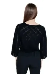 Schwarze Strickbluse mit Diamantmuster