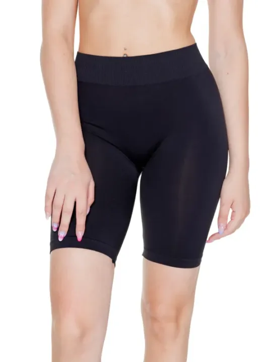 Schwarze Damen-Radlerhose mit Netzstoff