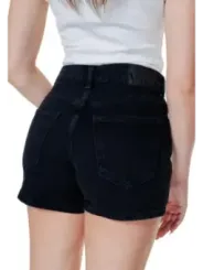 Schwarze Denim-Shorts mit hohem Bund