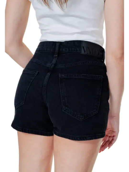Schwarze Denim-Shorts mit hohem Bund