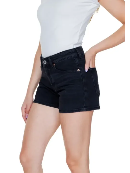 Schwarze High-Waist Denim-Shorts