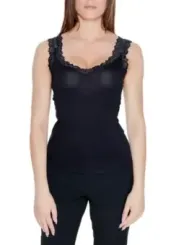 Schwarzes Baumwoll-Spitzentop von Vero Moda