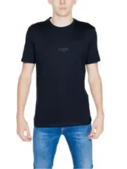 Schwarzes GUESS Logo Baumwoll T-Shirt