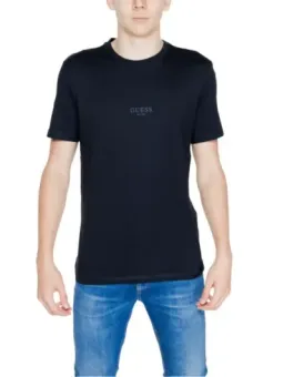 Schwarzes GUESS Logo Baumwoll T-Shirt