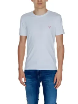 Weißes Guess Logo Baumwoll-T-Shirt