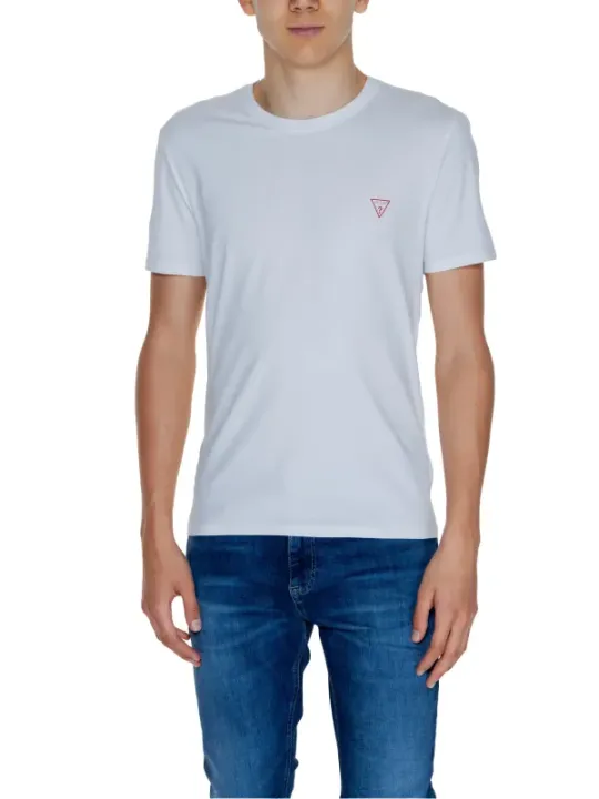 Weißes Guess Logo Baumwoll-T-Shirt