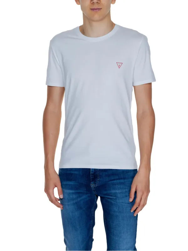 Weißes Guess Logo Baumwoll-T-Shirt