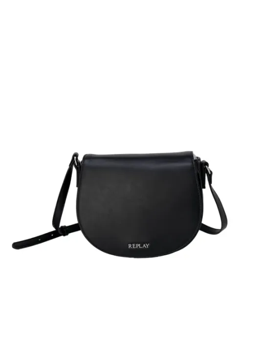 Schwarze Replay Leder Umhängetasche