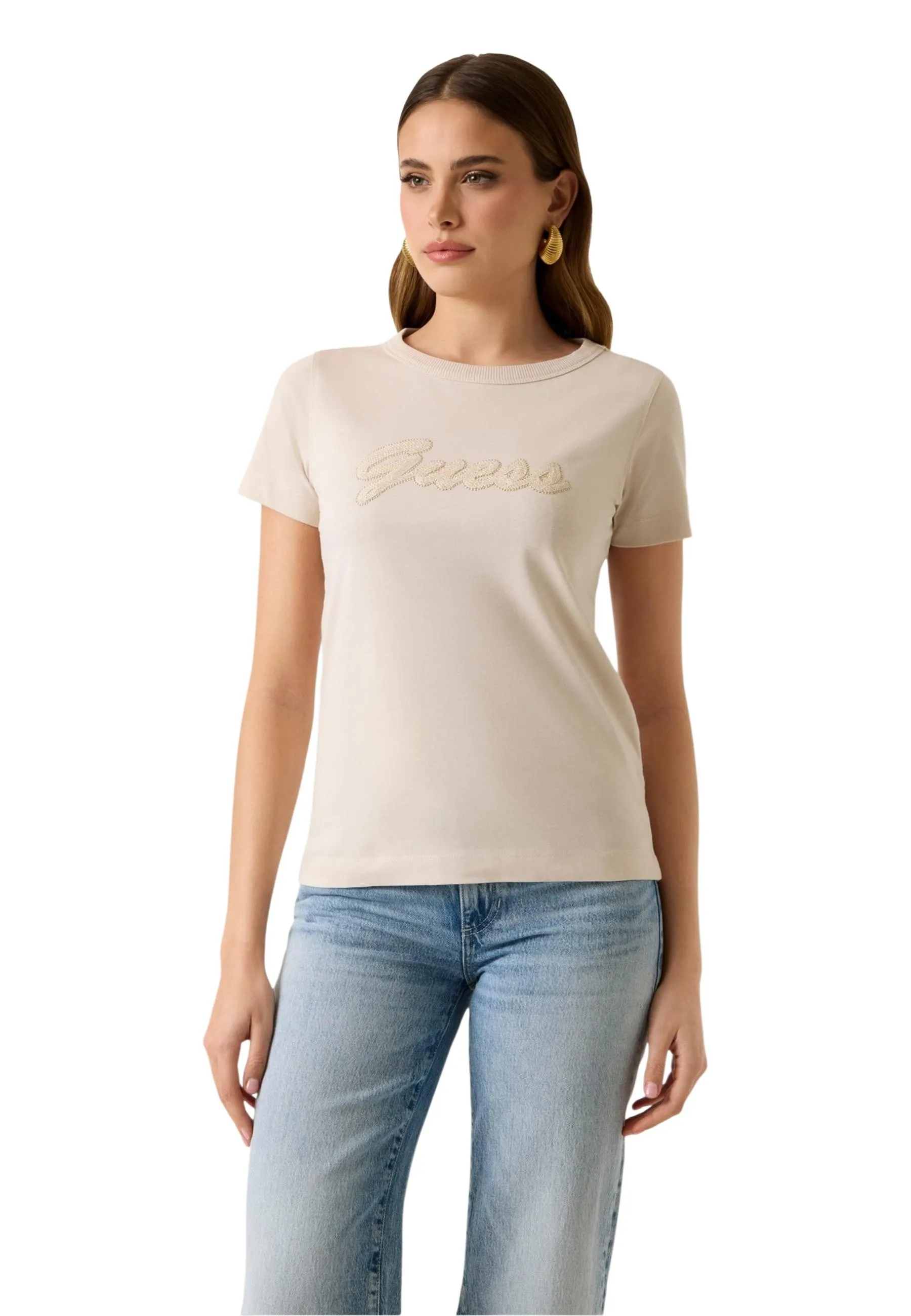 Guess Damen T-Shirt Beige 510197