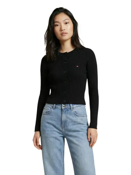 Tommy Hilfiger Jeans Damen Cardigan Schwarz | online kaufen