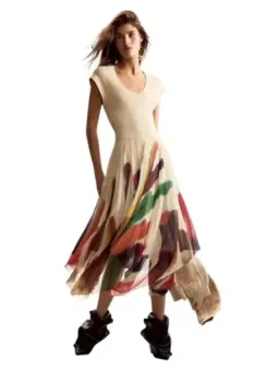 Desigual Damen Kleid Beige mieten - Flex-Fashion Verleih