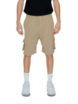 Beige Cargo-Shorts mit Kordelzug und Taschen