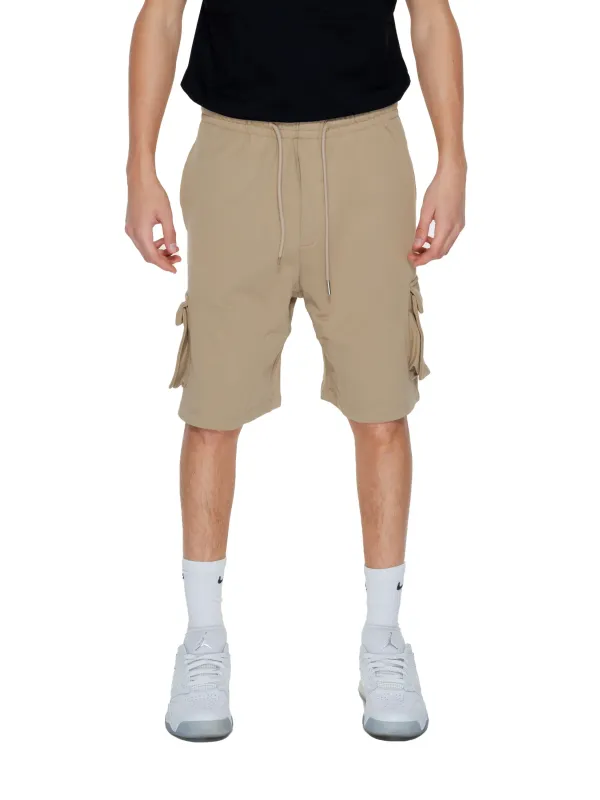 Beige Cargo-Shorts mit Kordelzug und Taschen