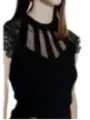 Schwarzes Spitzenoberteil mit Cutouts