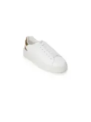 Weiße Leder-Sneakers mit Goldakzent