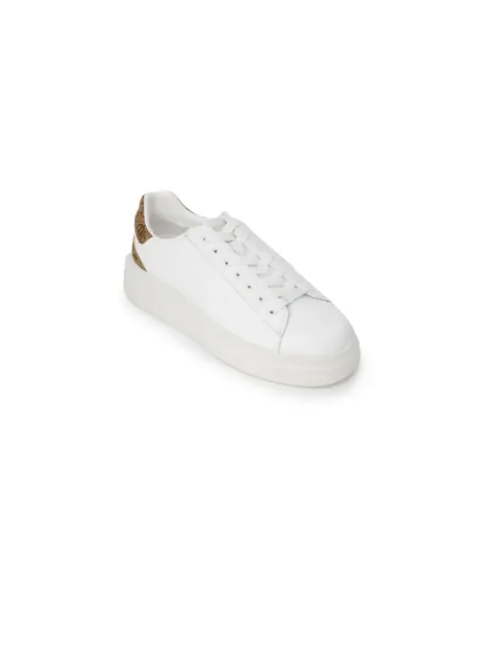 Weiße Leder-Sneakers mit Goldakzent