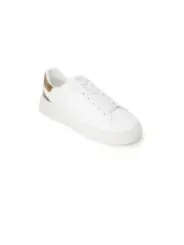 Weiße Leder-Sneaker mit Goldstreifen