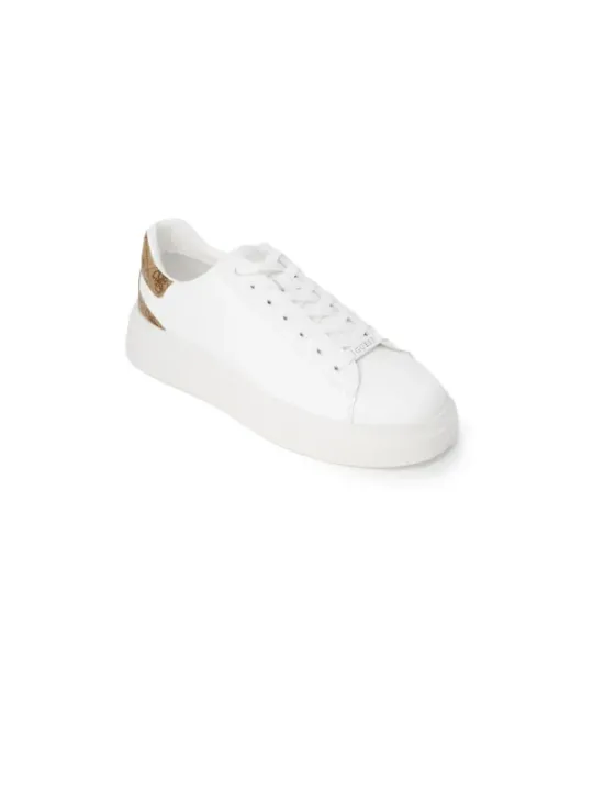 Weiße Leder-Sneaker mit Goldstreifen